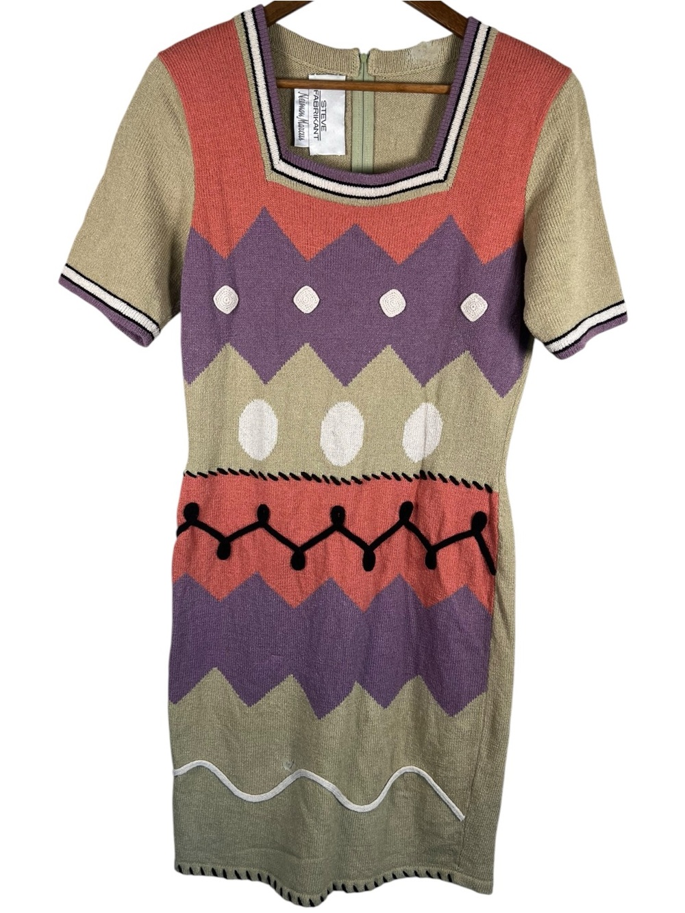 Vintage Steve Fabrikant Neiman Marcus Wearable Art Knit Dress Size Small AS IS